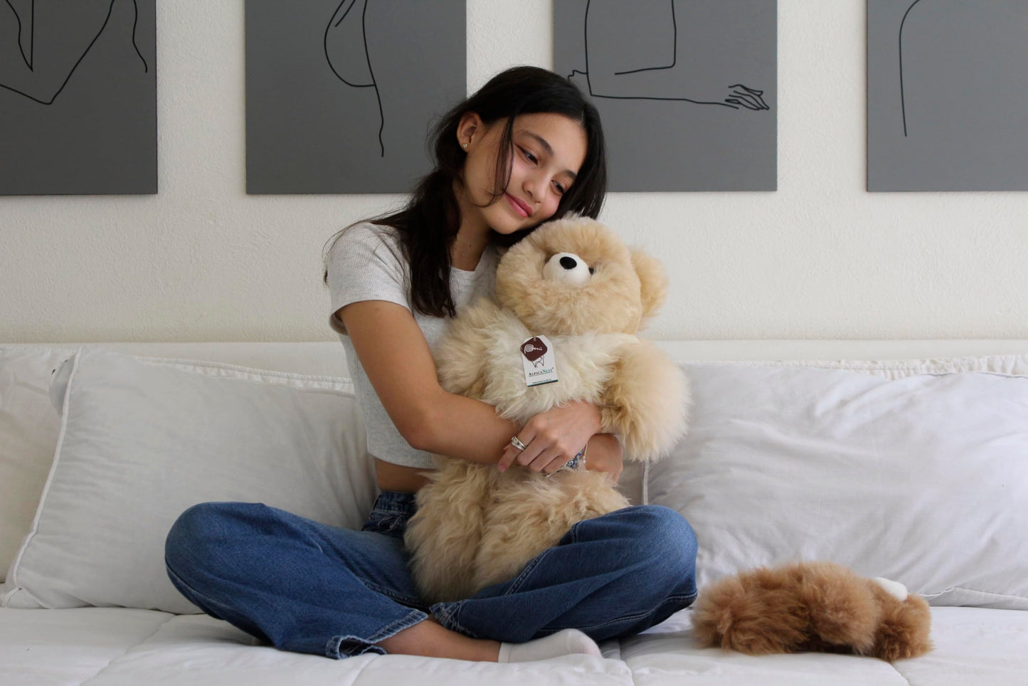 Alpacanext Soft And Cuddly Baby Alpaca Teddy Bear - 18 Inch. Premium Alpaca Stuffed Animal Handmade On Genuine Alpaka Fur. Cute