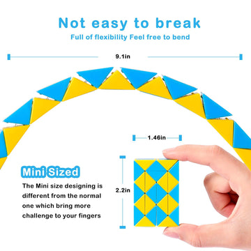 Ganowo Fidget Snake Cube Puzzle Toys - 18 Pack, Medium, Yellow, Plastic - Fun for Kids, Teens, Party Favors, Goodie Bag Fillers