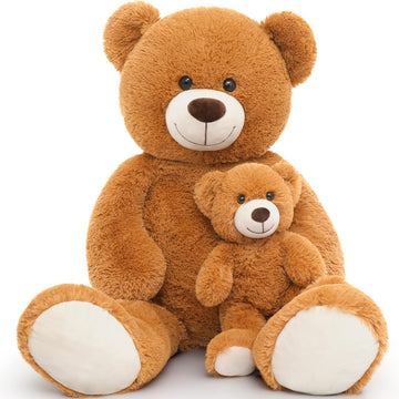 Tezituor Giant Teddy Bear Stuffed Animal 39In, Large Teddy Bear Mommy With Baby, Big Teddy Bear Stuffed Bear For Kids, Girlfriend On Valentine, Christmas, Baby Shower, Brown