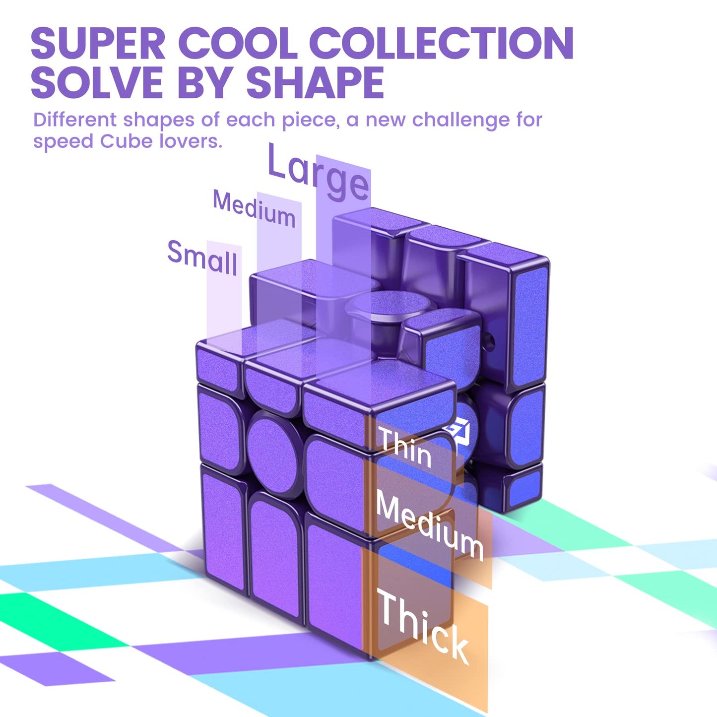 GAN MirrorM UV-Coated  3x3x3 Magnetic 48 Magnets Glitter Sparkle Mirror Speed Cube Puzzle Game Magnets Toys for Kids mature-themed Cuber  Corner Cutting  Solve by Shape  Purple
