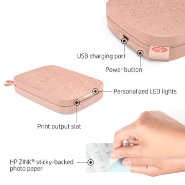 HP Sprocket Portable 2x3 Instant Color Photo Printer (Blush Pink) Zink Paper Bundle