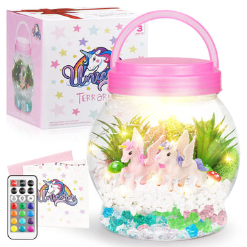 Diy Light-Up Unicorn Terrarium Kit For Kids,3 Light Modes Unicorn Toys & Activities Kits Presents,Arts & Crafts Unicorns Gift For Girls Age 4 5 6 7 8-12 Year Old Birthday Gift, Bedroom Decor