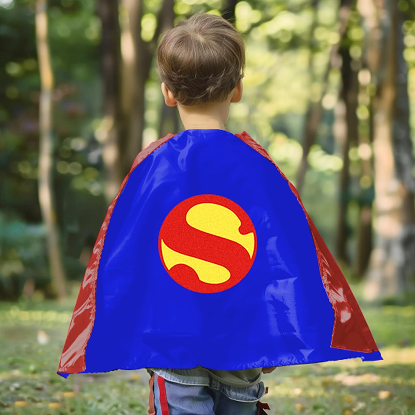 Mizzuco Superhero Capes For Kids Cloak With Mask Halloween Costumes And Party Dress Up 2Pcs(Black+Blue+Yellow