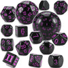 CiaraQ DND Polyhedral Dice Set (15pcs) D4-D100 Game Dice with Dice Bag for Dungeons and Dragons Role Playing Table Games (Black