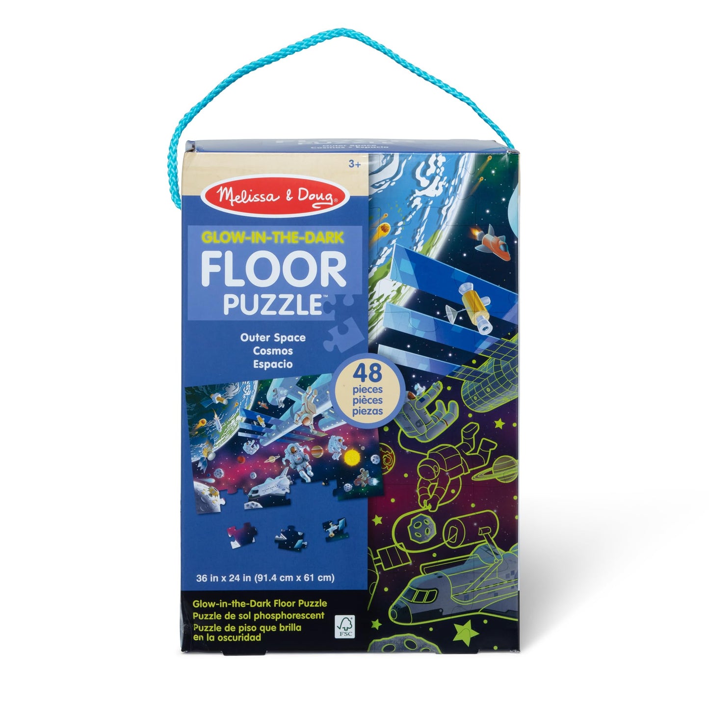 Melissa & Doug Outer Space Glow-In-The-Dark Cardboard Jigsaw Floor Puzzle – 48 Pieces, For Boys And Girls 3+ - Fsc Certified