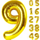 40 Inch Big Gold 9 Balloon Number, Jumbo Giant Happy 9Th 19 29 39 49 99 Birthday Party Decorations, Large Nine Mylar Foil Annive