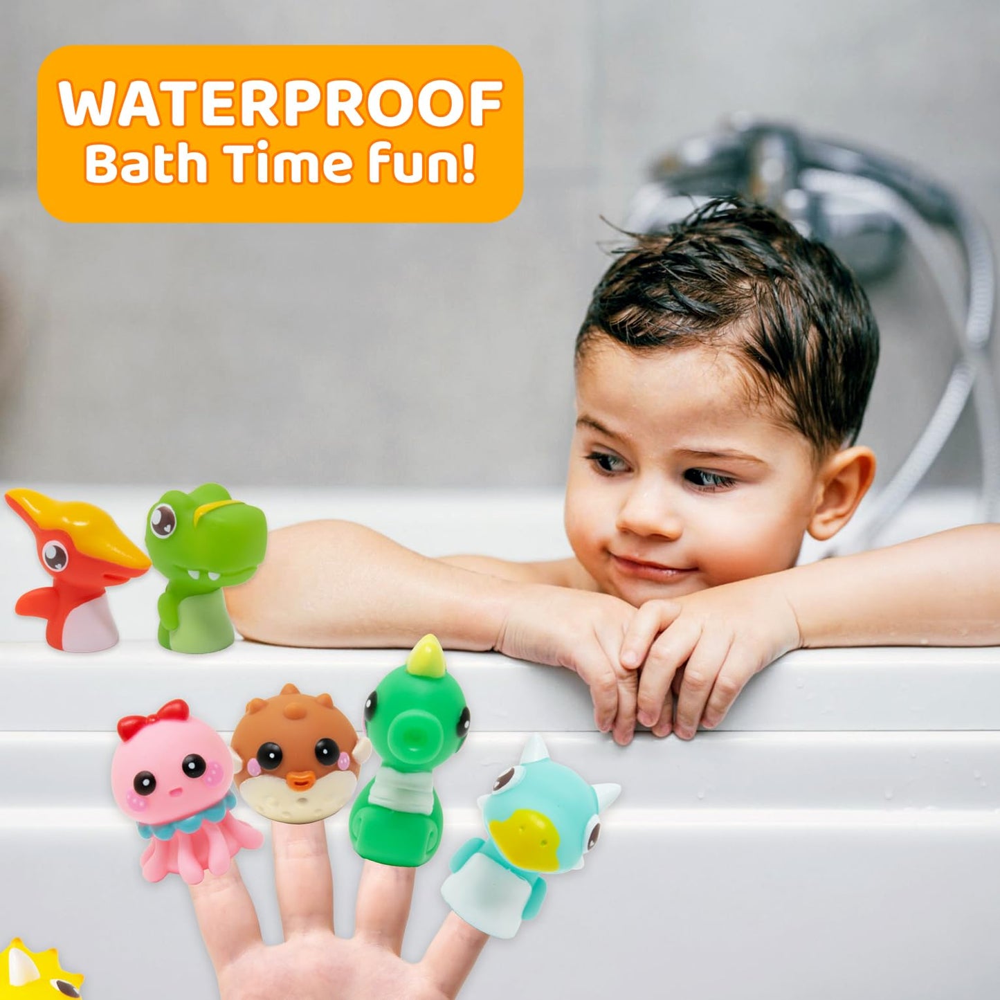 Kiddie Play Finger Puppets For Kids, 10 Pc Cartoon Animals Puppets Rubber Set For Story Time And Bath Toys