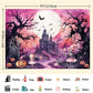 LDWLYW Pink Halloween Photography Backdrop Large Happy Birthday Halloween Banner Background Haunted House Witch Halloween Party