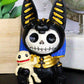 Ebros Furrybones Egyptian God Of Afterlife Anubis Figurine Small 3.25' Furry Bones Skeleton Monster Collectible Decor Statue Gothic Dod Anpu Jackal With Mummy Friend Themed Decorative Sculpture