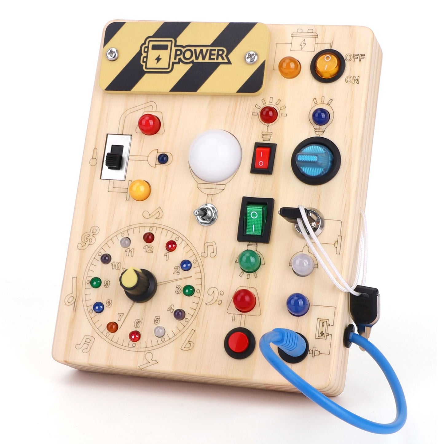 Busy Board ?Plus Version? with 23 LED Light Montessori Toy for 1+ Year Old Engaging Sensory Board for Fine Motor Skills Gifts & Travel Toys for Toddlers 1-3