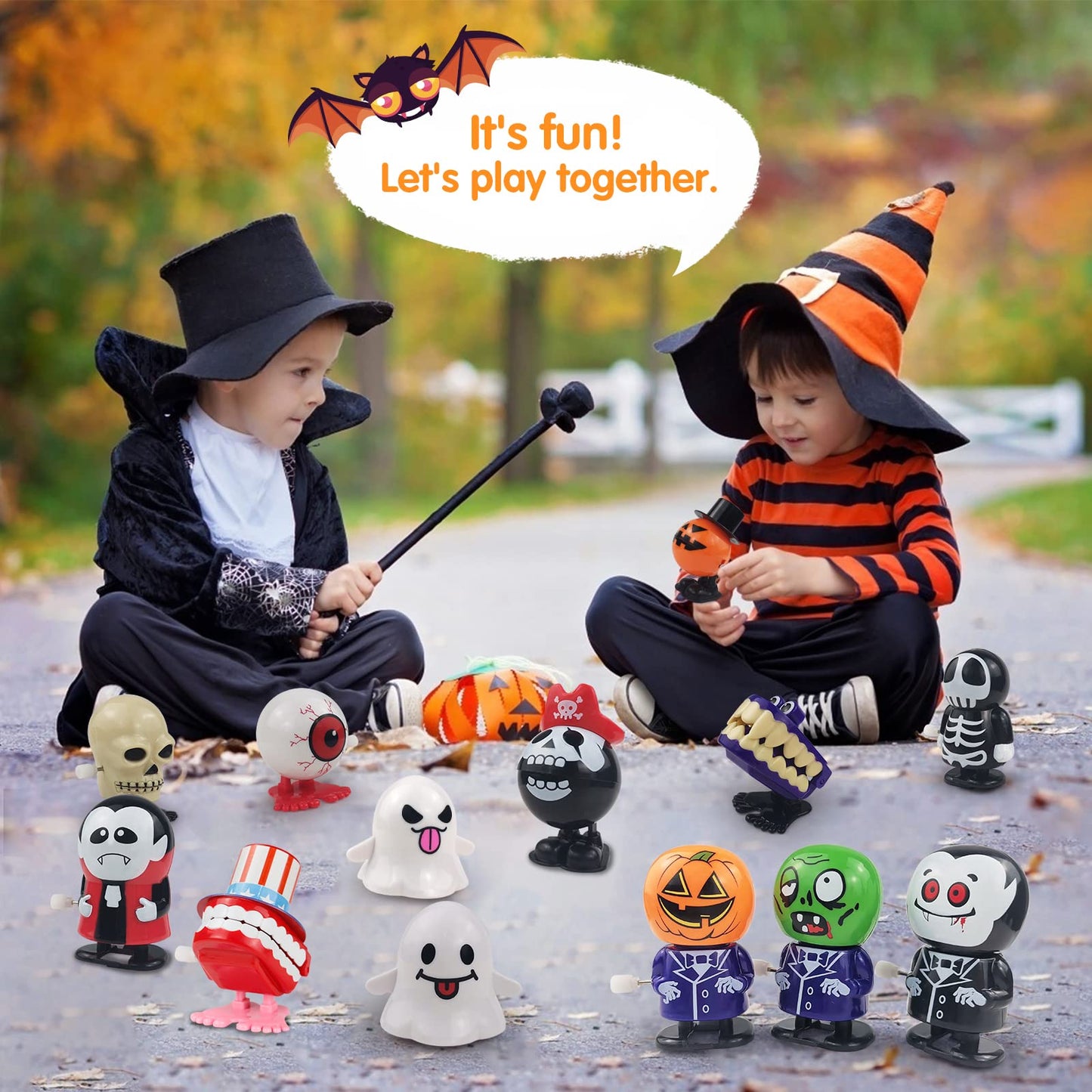 18 Pcs Halloween Wind Up Toys For Kids, Assorted Novelty Jumping And Walking Clockwork Toys For Halloween Party Favors Supplies, Assortment Toys For Trick Or Treat Halloween Goody Bag Filler