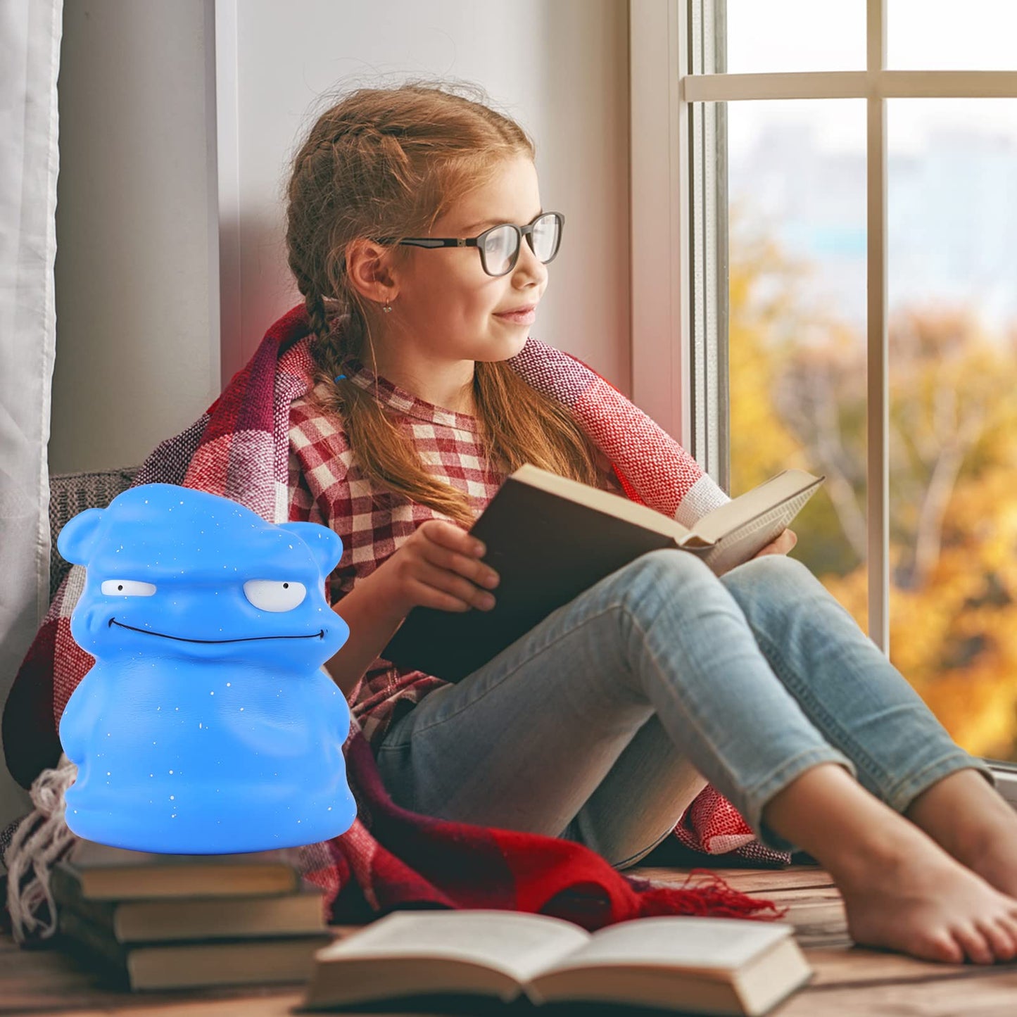 Anboor 9.8 Inch Jumbo Squishies Blue Monster Kawaii Gaint Soft Toy Slow Rising Scented Squishys Stress Relief Kids Toys For Halloween Birthday Gift Party Décor
