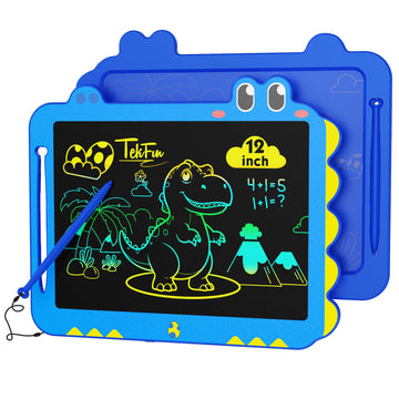 TEKFUN LCD Writing Tablet for Kids, 12 Inch Doodle Board for Toddlers, Colorful Drawing Tablet, Reusable Electronic Pads Educati