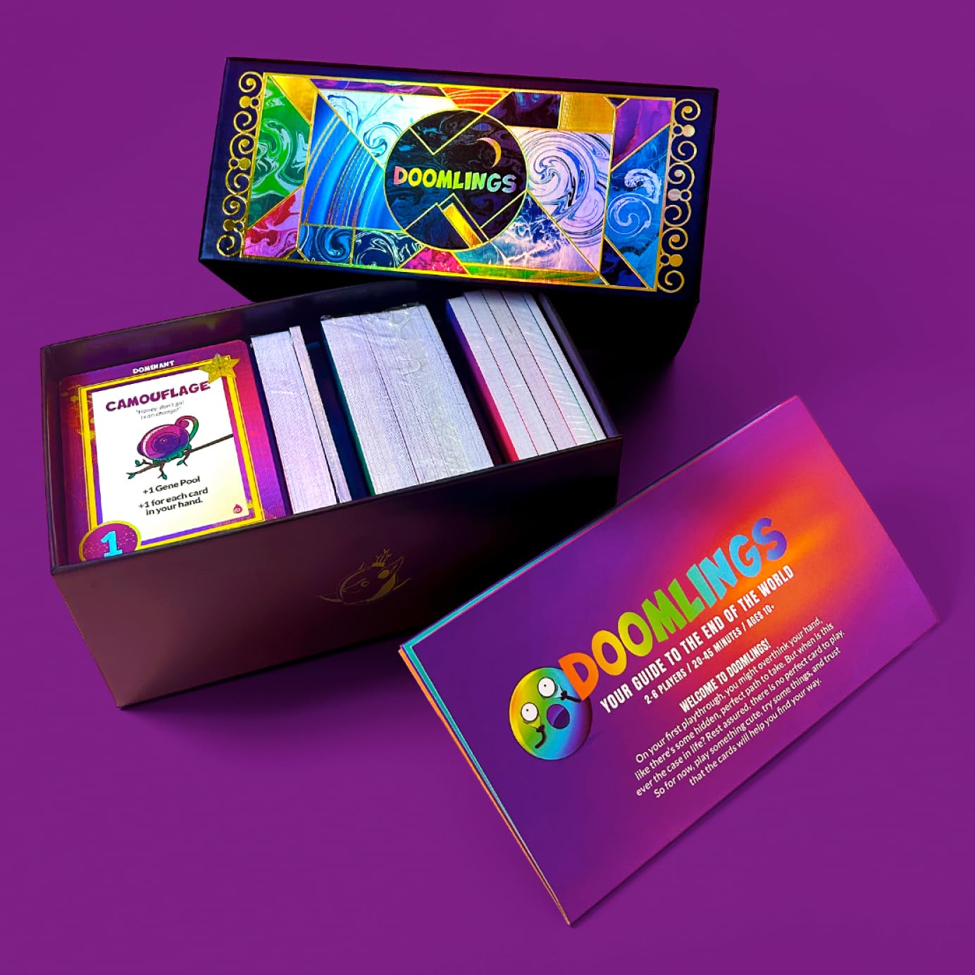 Doomlings Deluxe Bundle - A Delightful Card Game For The End Of The World - Best New Strategy Card Game For Adults, Teens & Kids| 2-6 Players | Perfect For Families | Includes 5 Expansions & 1 Playmat