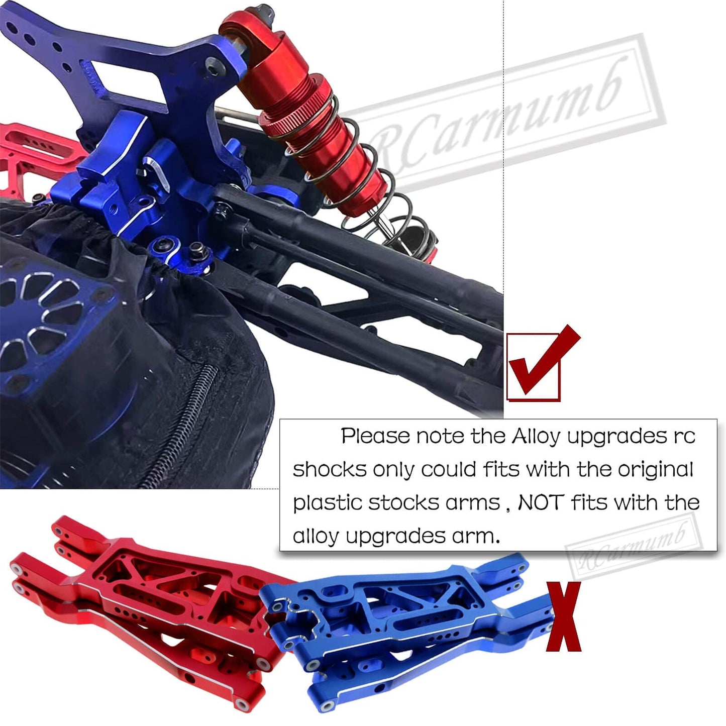 Rcarmumb Front Rear RC Shock Upgrades Part for 1/8 Sledge 4WD #95076-4, 4PCS Full Aluminum Big Bore RC Shocks Hops Up for Sledge