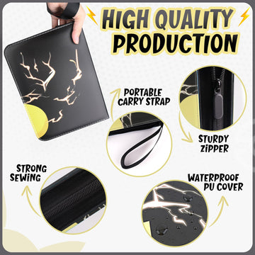 Goroma Card Binder 9-Pockets, 900 Pockets Card Holder With 50 Removable Sleeves, Trading Card Collector Zipper Album Holder, Bla