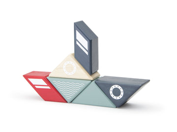 6 Piece Tegu Travel Pal Magnetic Wooden Block Set, Tugboat