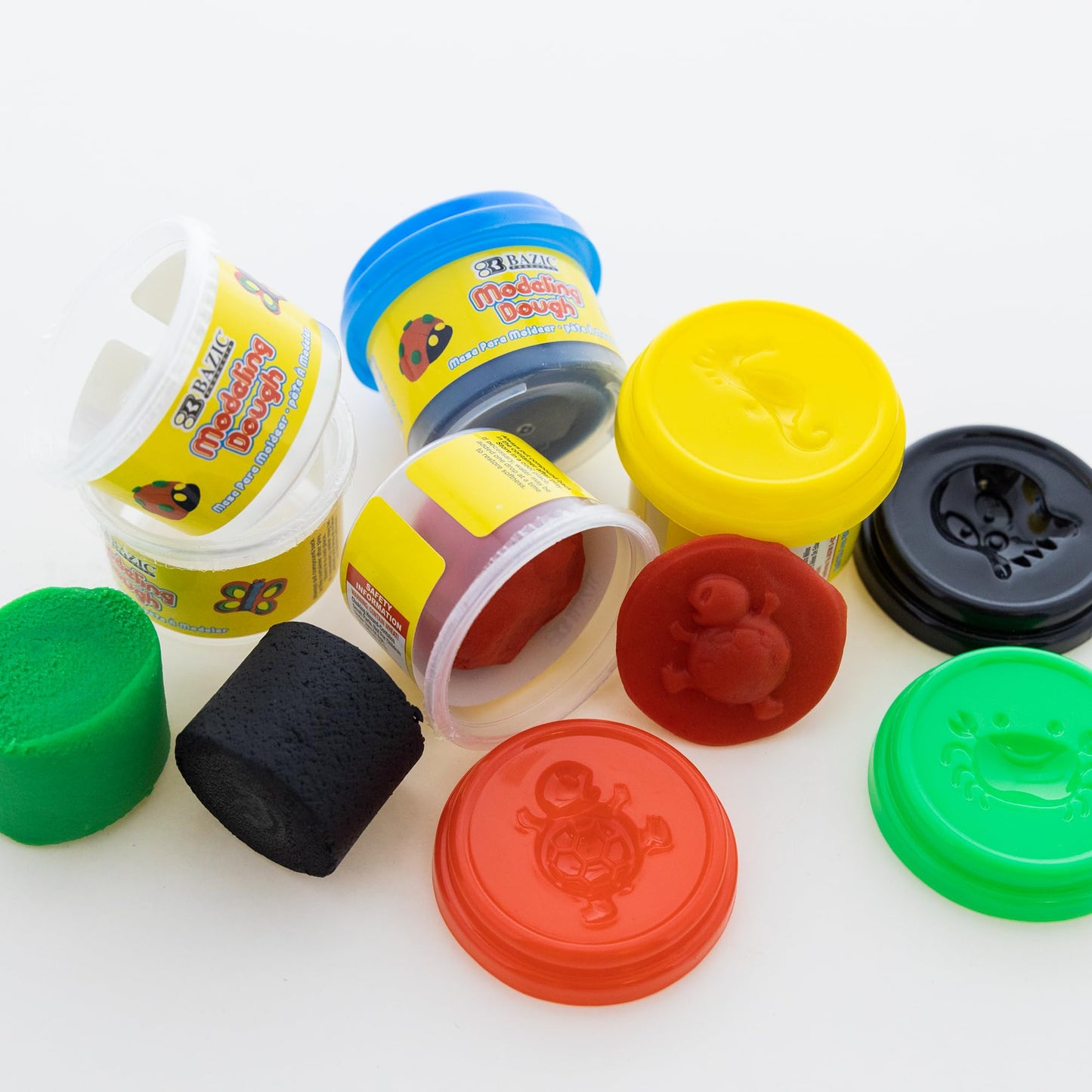 BAZIC Modeling Dough 1 Oz, 5 Primary Colors, Non Toxic Soft DIY Modeling Clay with Mold Caps for Art and Crafts, Sculpting, Kids