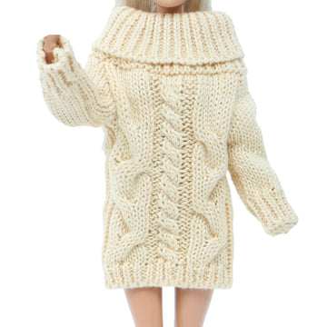 Bjdbus Winter Turtleneck Sweater Clothes For 11.5 Inch Girl Doll Accessories (Light Apricot)