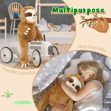Tezituor Sloth Stuffed Animal Set,5 Pcs Sloth Plush Toy 22 Inch Large Mommy Stuffed Sloth With 4 Babies, Soft Cute Sloth Toys For Girls Boys, Brown