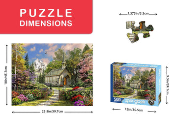 Springbok'S 500 Piece Jigsaw Puzzle Mountain View Chapel - Made In Usa