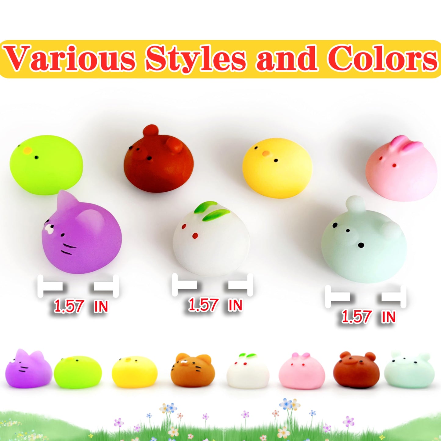 6 Pcs Mochi Squishy Toys For Kids Party Favors, Mini Round Animals Toys Kawaii Squishies For Classroom Prizes, Easter Basket And