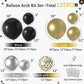 Black And Gold Balloons Arch Kit 125Pcs Metallic Gold Sliver Black Balloons 5/12/18 Inch Black And Gold Grad Balloon Garland Arc