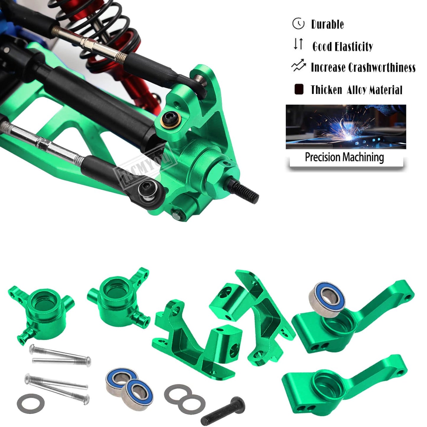 RCMYou Upgrades Part for 1/10 Rustler 4x4 VXL/Rustler 4x4,Alloy Suspension Arm,Caster Block,Steering Blocks,Rear Stub Axle Carri