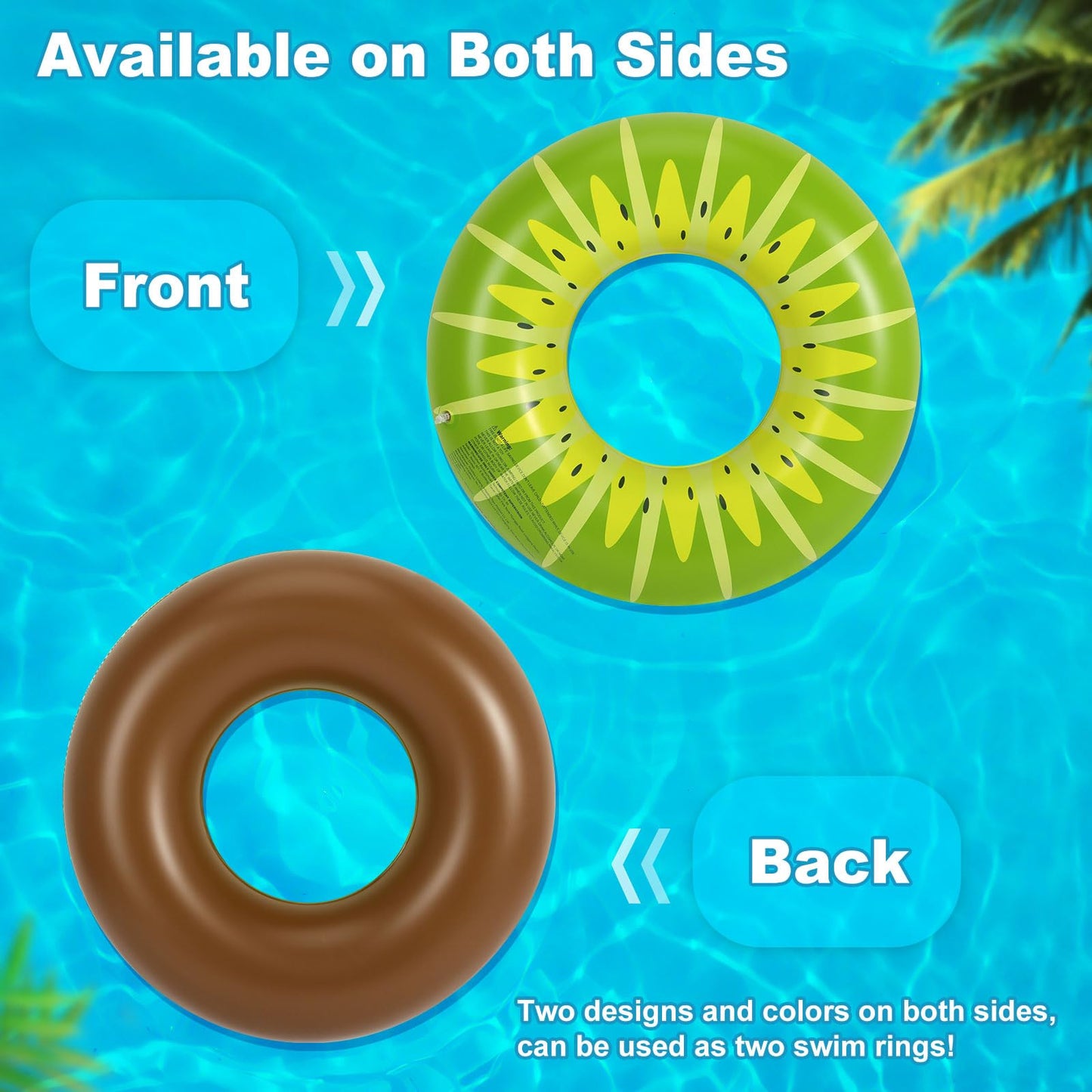 Heysplash Pool Tubes For Adult,32' Giant Kiwi Floats Tube Swim Floaties With Fun Prints,Inflatable Swimming Ring Floating, Summer Fun Beach Lake Party Decoration Toys,Inner Tube Floaty For Kid Adult