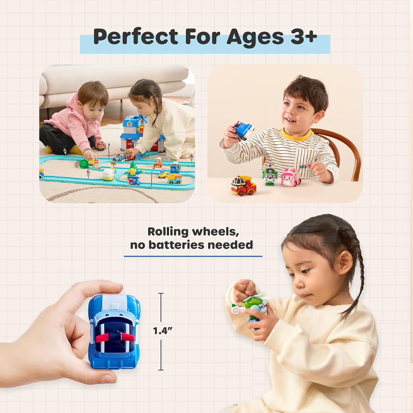 Robocar Poli, Poke DIE-CAST Metal Toy Cars, Excavator Construction Vehicle Toys (Non-Transforming Diecast Figure Vehicles), Kids