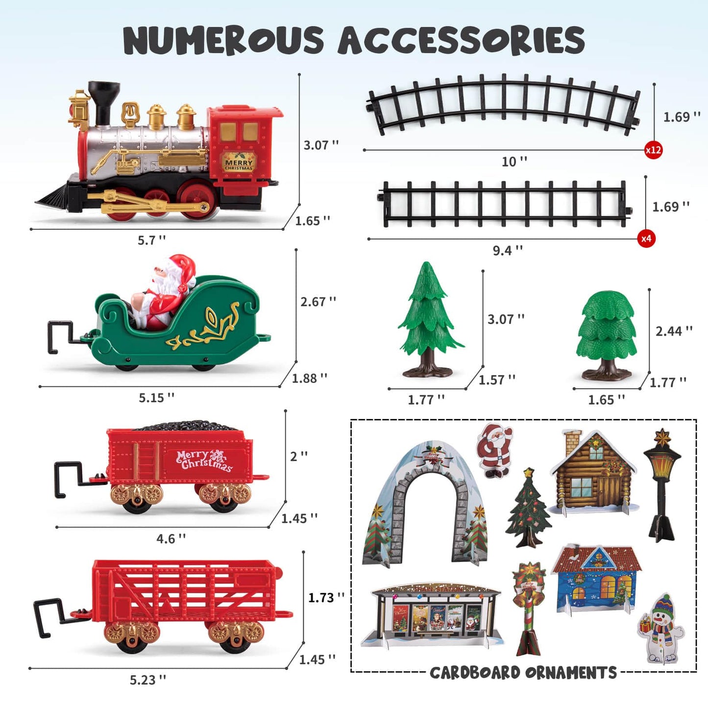 Train Toy For Toddler, Train Set Around For Christmas Tree, Electric Locomotive With Light & Sound, Tracks, Carriages, Ideal For Holiday Decoration, Gift For Boys Girls 3 Years Old & Up Kids Children