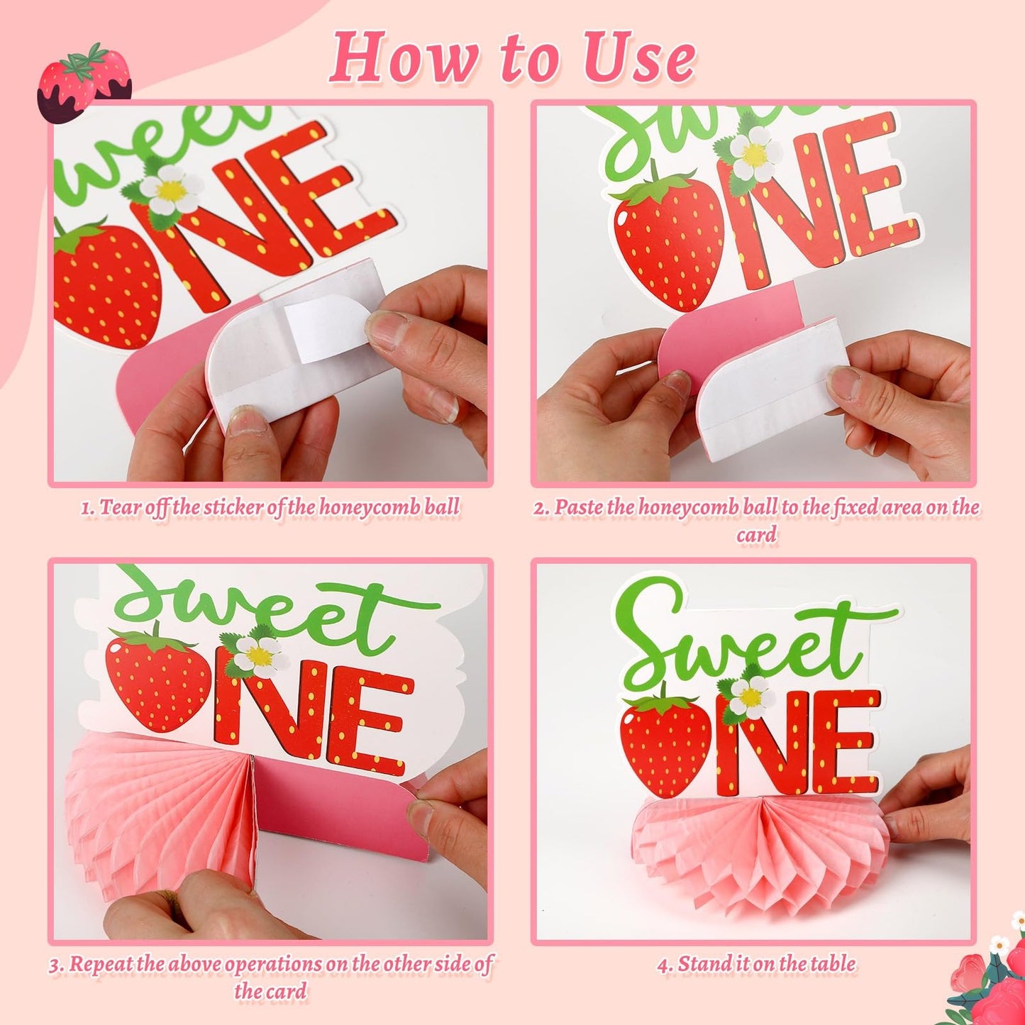 DTOFOOT 10 PCS Berry First Birthday Decor, Strawberry Theme 1st Birthday Table Centerpiece Strawberry Decorations for Baby Girls