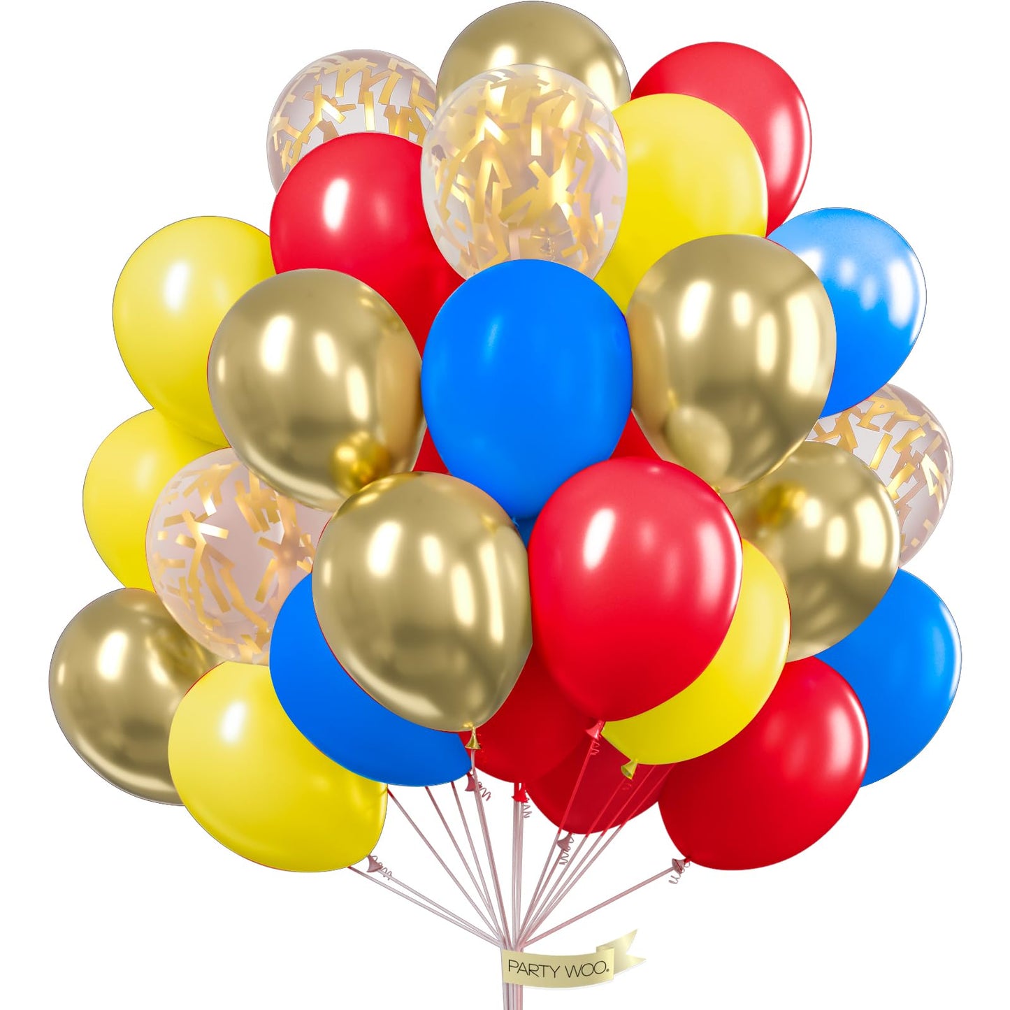 Partywoo Red Yellow Blue Balloons, 100 Pcs 12 Inch Pack Of Red Balloons, Yellow Balloons And Blue Balloons, Latex Balloons For Baby Shower Decorations, Dog Party Decorations, Dog Birthday Decorations