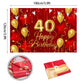 40th Birthday Backdrop Banner Decorations Red and Gold for Women Men Happy 40 Years Old Bday Background Photography Party Decor