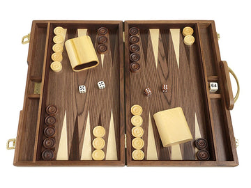 15 In. Wood Backgammon Set - Burlwood Board