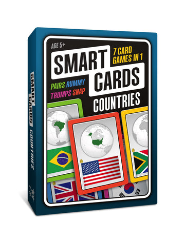 100 Pics Smart Cards Countries, 7-Games-In-1 (Trumps, Pairs, Guess Who, Happy Families, Rummy, And More) - Multi-Game Card Pack - Ages 6+