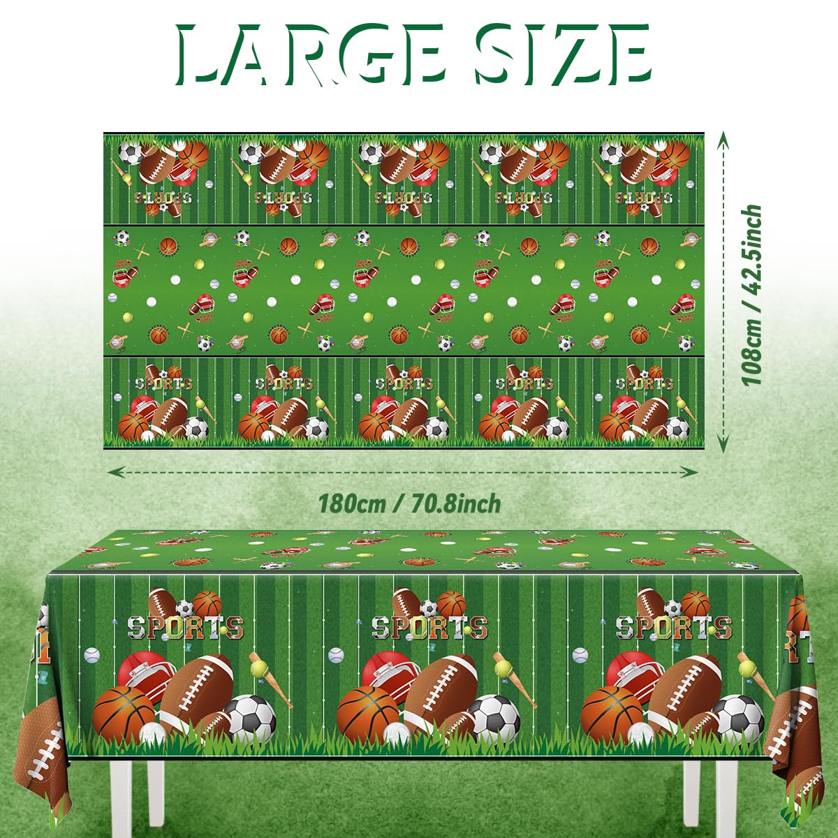 Dydamud Sports Theme Birthday Party Supplies,3Pcs Sports Plastic Tablecloths Disposable All Star Table Covers Soccer Basketball