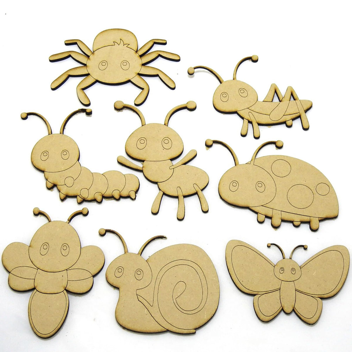 Cliths Set Of 8 Wooden Butterfly Bug Cutout Craft, Diy Wooden Unfinished Bug Blanks  4 Inch Width Art & Craft Painting Kit