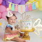 Handmade Boho Macaron High Chair Banner & Hat - Pink Decorations for Girls 1st Birthday - Crown & Cake Topper