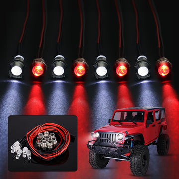 CrazyHobby 8Leds LED Light Headlights Taillight Kit Compatible with Traxxas Slash Rustler Tamiya Arrma Redcat HSP RC4WD Axial SC