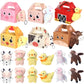 Fainne 12 Pcs Farm Animal Boxes with 12 Pcs Mini Plush Pet Set Adopt a Farm Treat Boxes Foldable Gift Pet Theme Stuffed for Birt
