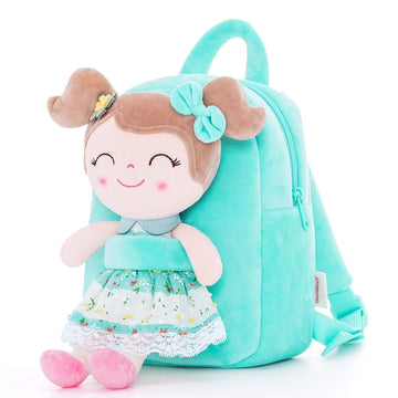 Gloveleya Kids Backpacks Girls Backpack Plush Bags With Soft Baby Doll Green 9'