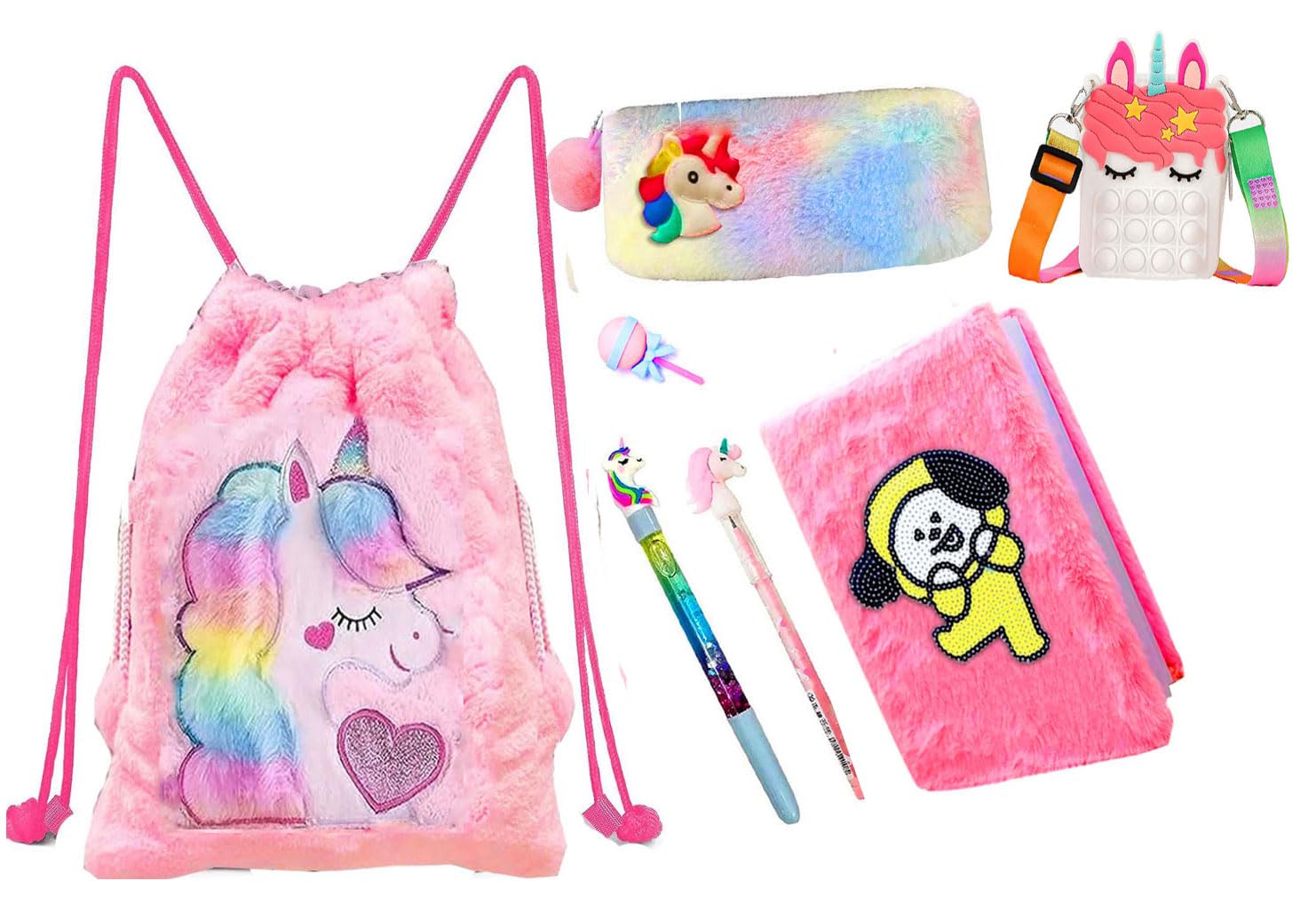 Neel Unicorn 10Pcs All In One Stationery Set For Kids, School Stationery School Supplies Gift Set For Girls Complete Stationery 