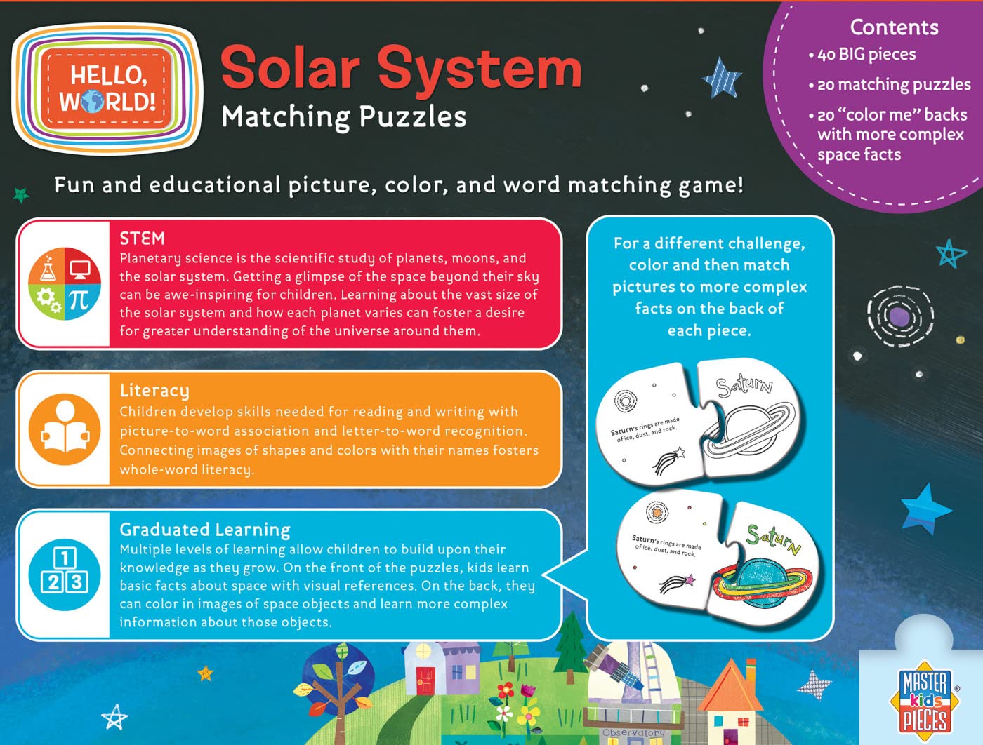 Baby Fanatics MasterPieces Kids Games - Hello  World - Solar System Matching Puzzle Matching Game - Game for Kids and Family - Laugh and Learn