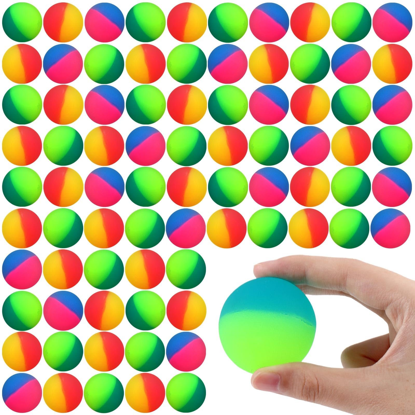 Jenaai 150 Pcs Bouncy Balls for Kids, 45 mm/1.77 inch Colorful Large Rubber Balls Bulk for Birthday Party Favors Classroom Carni
