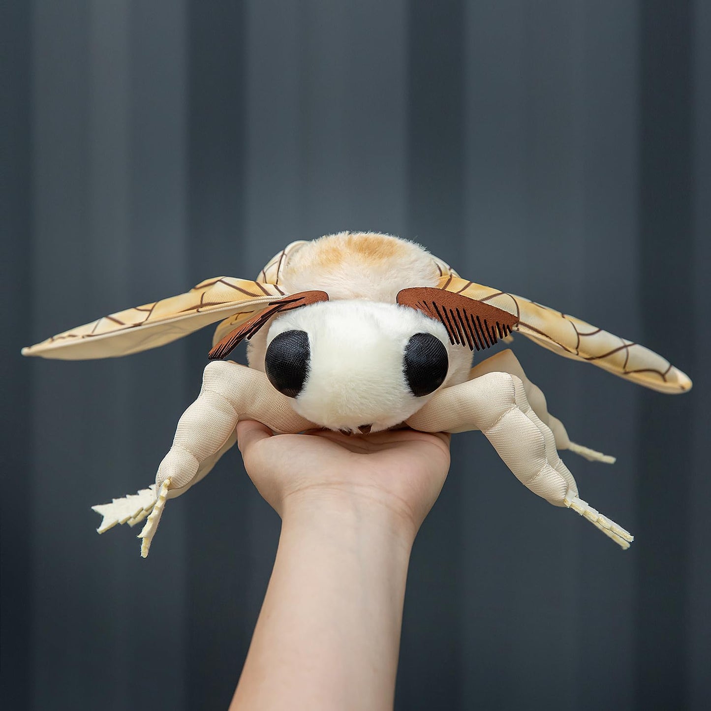 ZHONGXIN MADE Silk Moth Plush Toy - 11in Soft Cotton Stuffed Animal, Realistic White Moth with Big Wings, Unique Kids Plush Collection