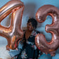 Rose Gold 4 Balloon, Number Balloons 40 Inch, 4Th Birthday Decorations For Girls Boys, Four Large Numbers For Party Decor, Numbe