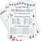 Printed Party Kids Birthday Game, Who Knows Her Best, Notebook Theme, Set of 25