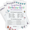Printed Party Kids Birthday Game, Who Knows Her Best, Notebook Theme, Set of 25