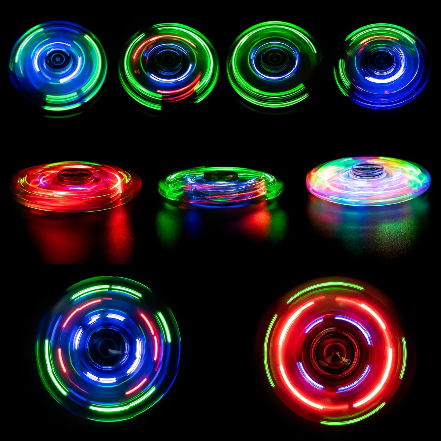 Figrol 3 Pack Led Light Fidget Spinners, Crystal Finger Toy Gift For Children, Stress Reduction And Anxiety Relief Hand Spinners